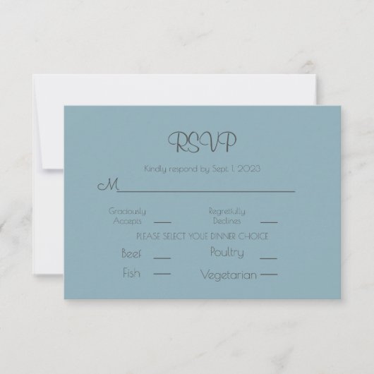 Elegant Blue Wedding Simple RSVP Card Karte (Vorderseite)