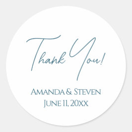 Elegant Blue Wedding Vielen Dank Runder Aufkleber