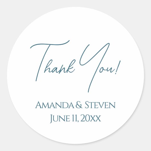 Elegant Blue Wedding Vielen Dank Runder Aufkleber (Vorderseite)