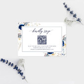 Elegant Blue Wedding Website UAWG QR Code Card Dankeskarte