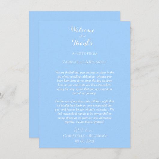 Elegant Blue Welcome & Dankeschön (Vorne/Hinten)