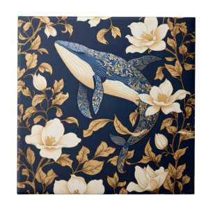 Elegant Blue Whale William Morris Inspiriert Fliese