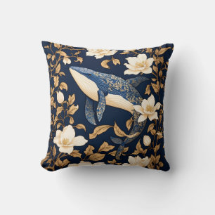 Elegant Blue Whale William Morris Inspiriert Kissen