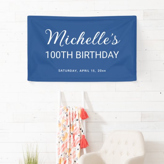 Elegant Blue White 100. Geburtstag Banner (Insitu)