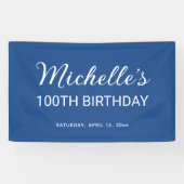 Elegant Blue White 100. Geburtstag Banner (Horizontal)