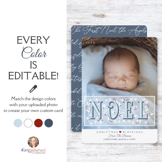 Elegant Blue White Baby's First Christmas Card Karte
