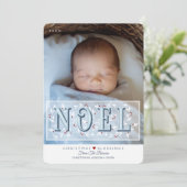 Elegant Blue White Baby's First Christmas Card Karte (Stehend Vorderseite)