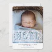 Elegant Blue White Baby's First Christmas Card Karte (Vorderseite)