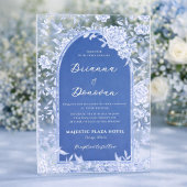 Elegant Blue & White Botanical Bird Wedding Acryleinladungen