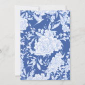 Elegant Blue & White Botanical Bird Wedding Einladung (Rückseite)