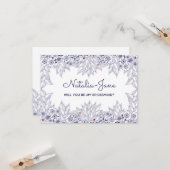 Elegant Blue White Bridesmaid Einladung (Vorderseite/Rückseite Beispiel)