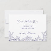 Elegant Blue White Bridesmaid Einladung (Rückseite)