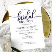 Elegant Blue White Calligraphy Bridal Brunch Einladung