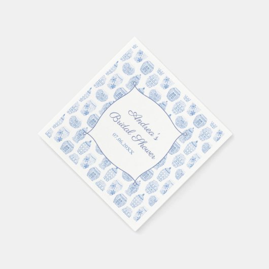 Elegant Blue White China Ginger Jar Brautparty Serviette (Ecke)