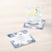 Elegant Blue White Chinoiserie Chis Floral Wedding Rechteckiger Pappuntersetzer (Vor Ort)