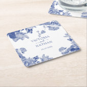 Elegant Blue White Chinoiserie Chis Floral Wedding Rechteckiger Pappuntersetzer (angewinkelt)