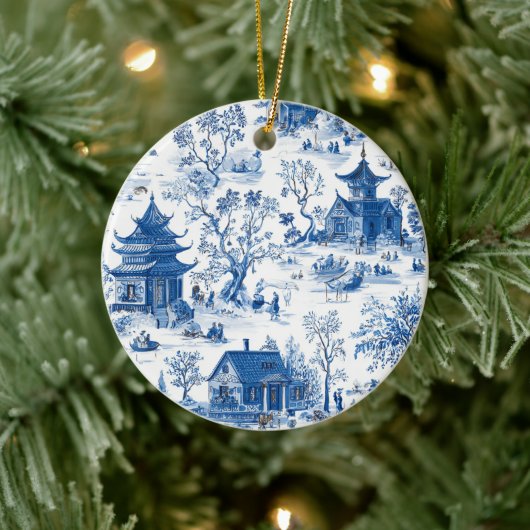Elegant Blue & White Chinoiserie Design Ornament (Baum)