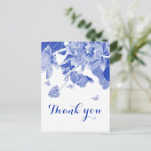 Elegant Blue White Chinoiserie Floral Vielen Dank Postkarte (Stehend Vorderseite)