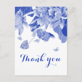 Elegant Blue White Chinoiserie Floral Vielen Dank Postkarte (Vorderseite)