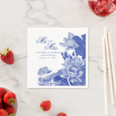 Elegant Blue White Chinoiserie Mr. & Mrs. Wedding Serviette (Beispiel)