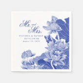 Elegant Blue White Chinoiserie Mr. & Mrs. Wedding Serviette (Vorderseite)