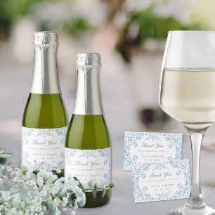 Elegant Blue White Chinoiserie Wedding Vielen Dank Schaumweinetikett