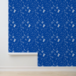 Elegant Blue White Christmas Icons Stick n Peel Tapete