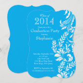 Elegant Blue White Class of 2014 Graduation Party Einladung (Vorne/Hinten)