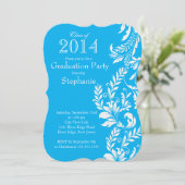 Elegant Blue White Class of 2014 Graduation Party Einladung (Stehend Vorderseite)
