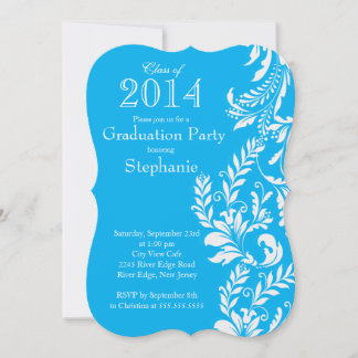 Elegant Blue White Class of 2014 Graduation Party Einladung
