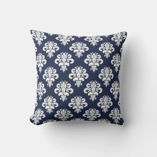 Elegant Blue White Damask Kissen