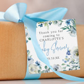 Elegant Blue White Floral Boy Baby Dusche Geschenkanhänger