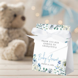 Elegant Blue White Floral Boy Baby Dusche Geschenkschachtel