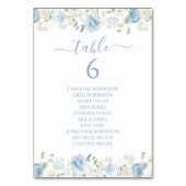 Elegant Blue White Floral Crest Wedding Tischnummer (Vorderseite)
