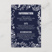 Elegant Blue White Floral Hochzeitsinformationen Begleitkarte (Vorderseite)