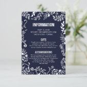 Elegant Blue White Floral Hochzeitsinformationen Begleitkarte (Stehend Vorderseite)