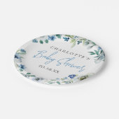 Elegant Blue White Floral Spring Boy Baby Dusche Pappteller (Schrägansicht)