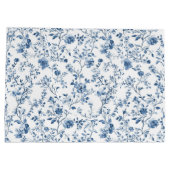 Elegant Blue & White Floral Toile Botanical Große Geschenktüte (Rückseite)