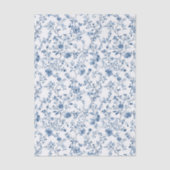 Elegant Blue & White Floral Toile Botanical Seidenpapier (Vorderseite)