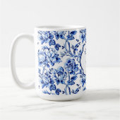 Elegant Blue White Floral Toile Hochzeit Kaffeetasse (Links)