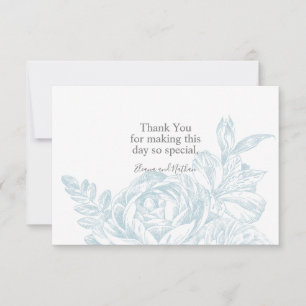 Elegant Blue White Floral Wedding Dankeskarte