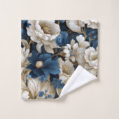 Elegant blue white flowers chic modern bath towel  badhandtuch set (Waschlappen)