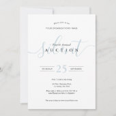 Elegant Blue & White Fundraiser Stille Auktion Einladung (Vorderseite)