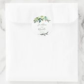 Elegant Blue White Gold Türkise Floral Wedding Runder Aufkleber (Tasche)