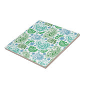 Elegant Blue White & Green Vintag Paisley Fliese (Seite)