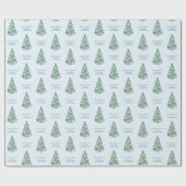 Elegant Blue & White Holidays Baum Frohe Weihnacht Geschenkpapier (Flach)