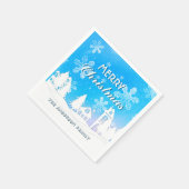 Elegant Blue White House Snowflakes Merry Xmas Serviette (Ecke)
