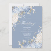 Elegant Blue White Hydrangeas Wedding Invitation Einladung (Vorderseite)