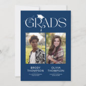 Elegant Blue & White Joint Graduation Party Photo Einladung (Vorderseite)
