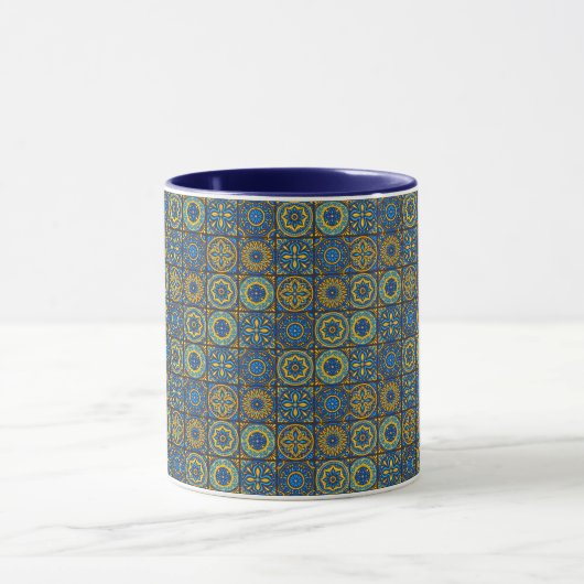 Elegant blue& white Moroccan  pattern  Tasse (Zentrum)